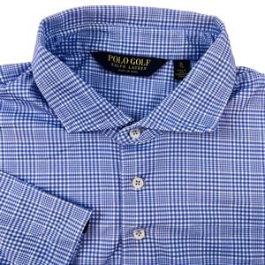 Polo Ralph‎ Lauren Golf Button-Up Shirt Plaid Blue/White Short Sleeve XL